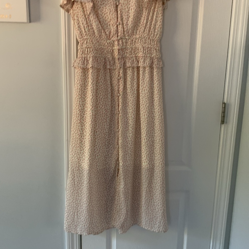 Floral midi dress with flutter sleeve and rouching at waist size M cottage - Picture 12 of 13